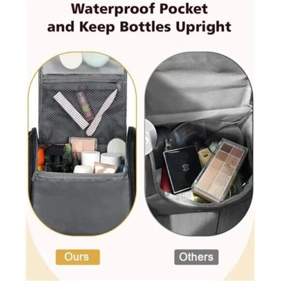 Toiletry Bag for Women & Men,Water-resistant Travel Makeup Bag with Hanging Hook - Picture 3 of 7